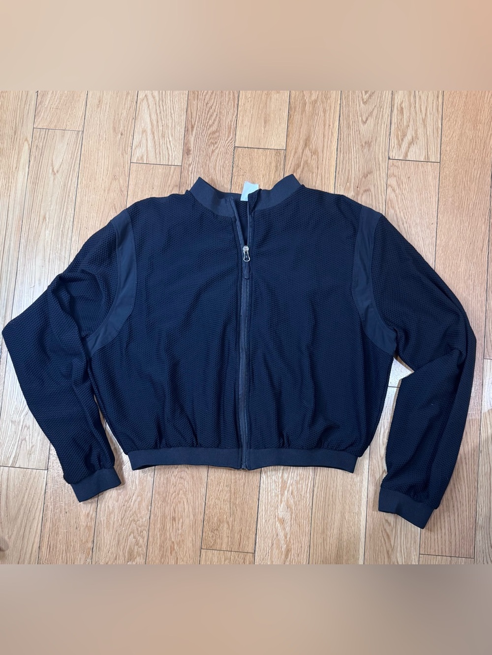 Cali Sport Black Mesh Activewear Full-Zip Jacket. Size L.